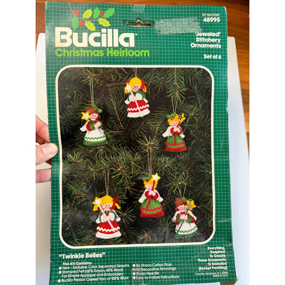 VTG Bucilla Twinkle Belles Felt Christmas Ornament Kit Holiday Craft DIY